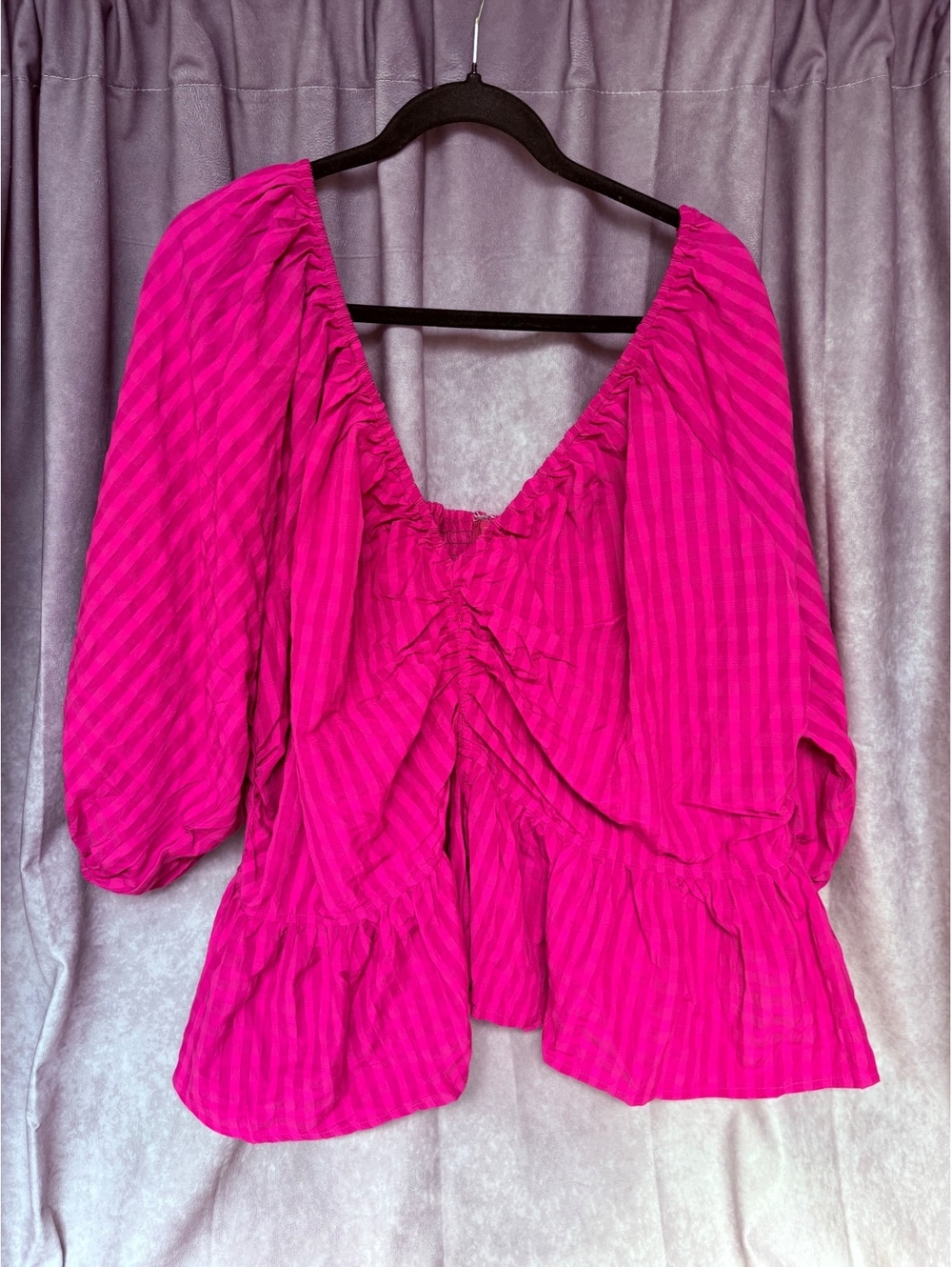 Wayward Fancies Estella Hot Pink Ruffle Peplum Blouse Top Likely XXL
